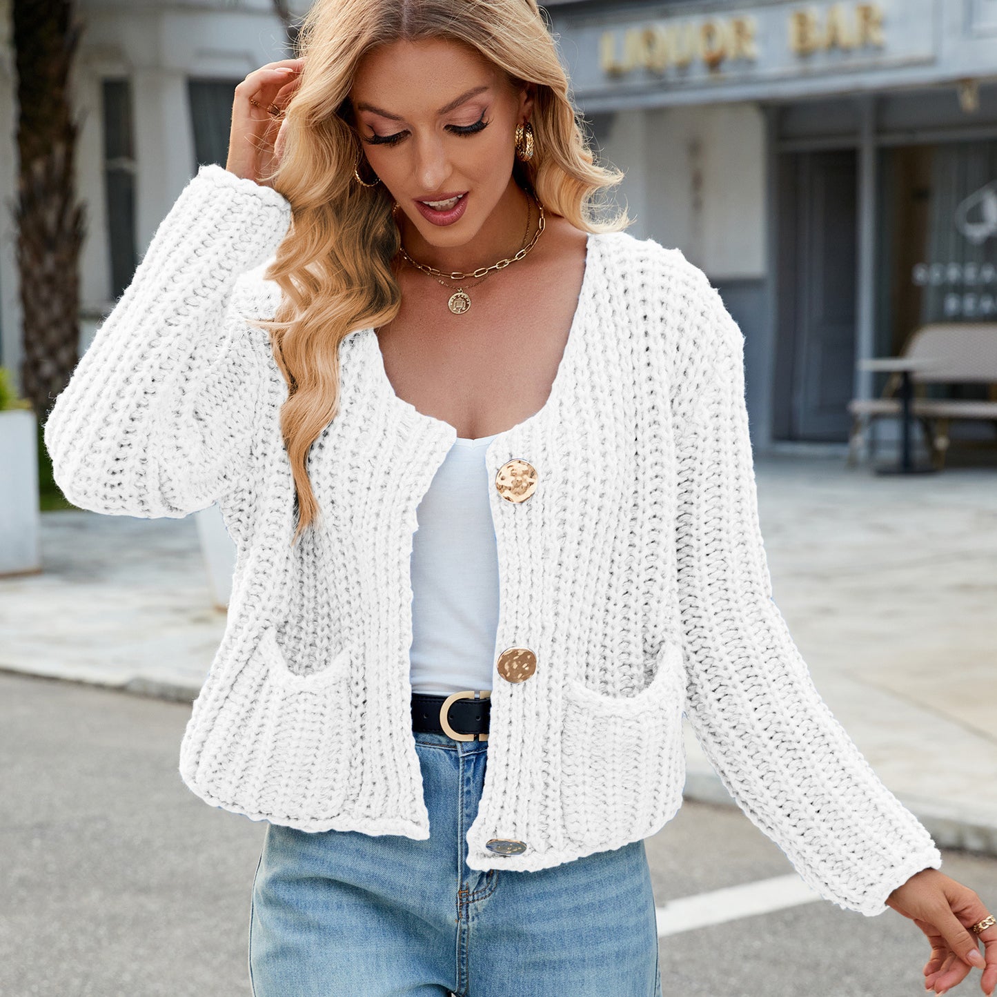 Loose Soft Glutinous Idle Style Knitted Cardigan For Women