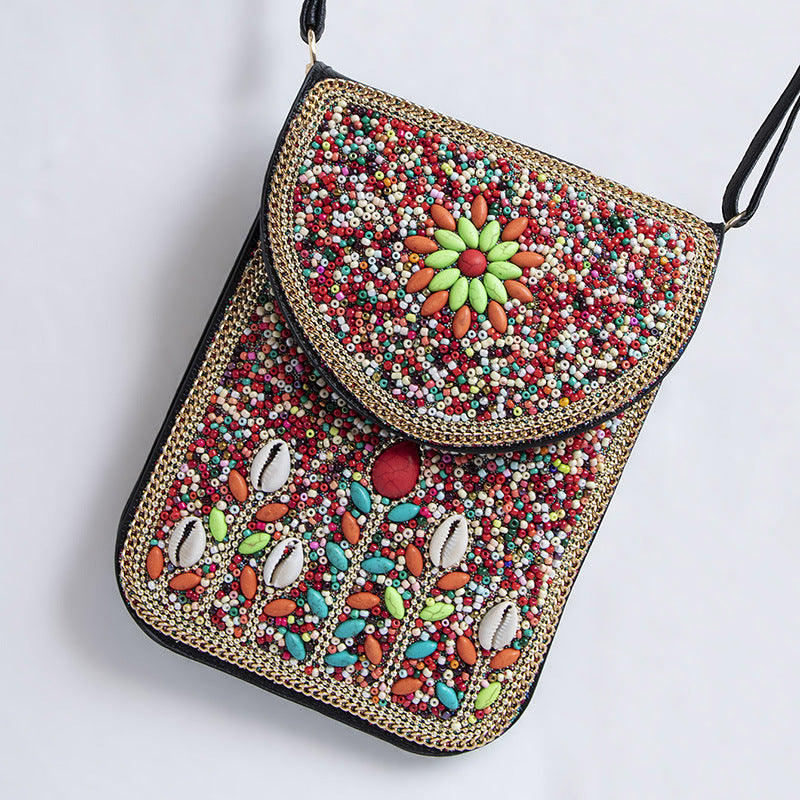 Bohemian Style Bead Satchel Shell Phone Bag
