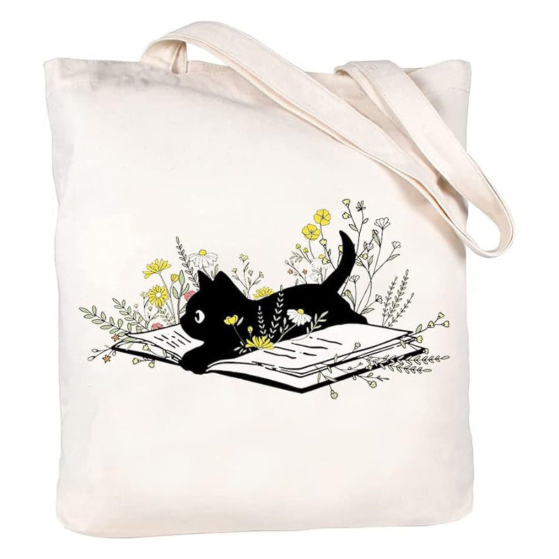 Halloween Design Printed White Canvas Hand Shopping Bag