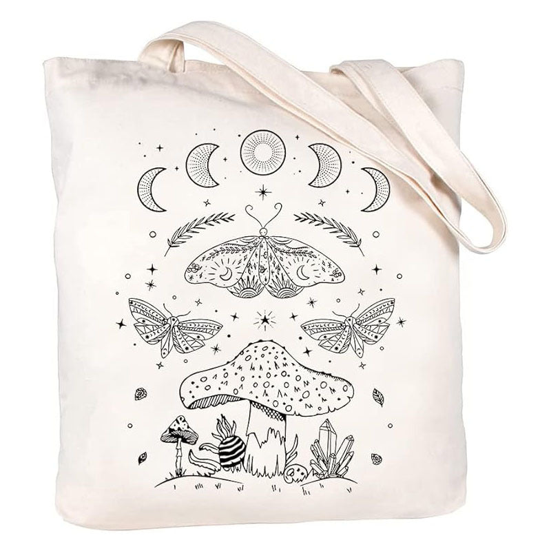Halloween Design Printed White Canvas Hand Shopping Bag