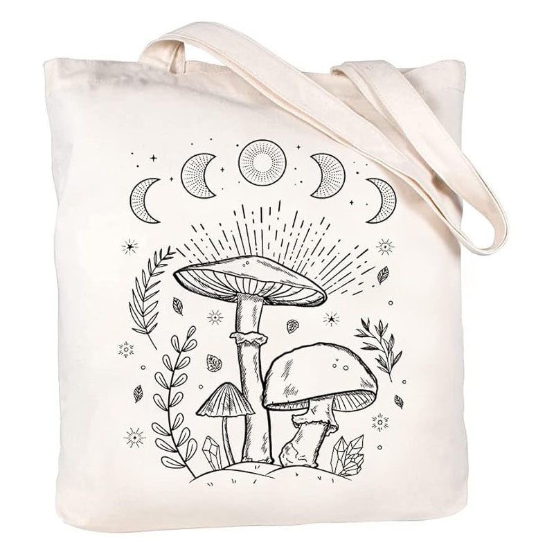 Halloween Design Printed White Canvas Hand Shopping Bag