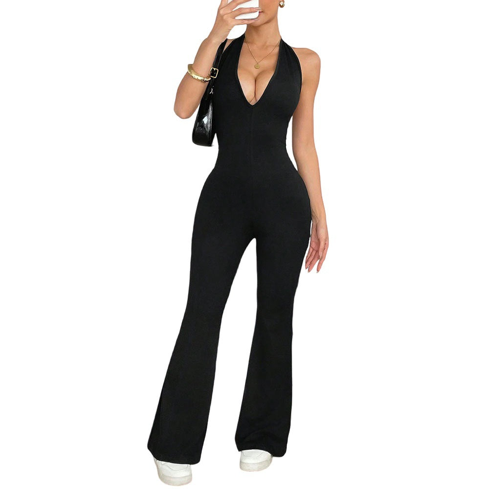 Sheer Hollowed-Out Beautiful-Back Bodycon Jumpsuit Summer New Arrival One-Piece Jumpsuit Butt-Lifting Sports & Fitness Jumpsuit