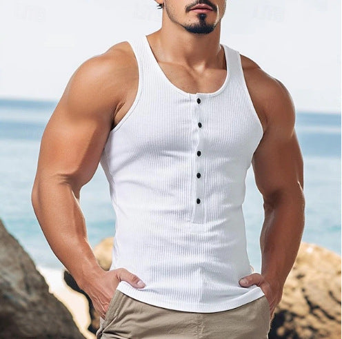 Men's Fashionable Retro Sleeveless Knitted T-Shirt