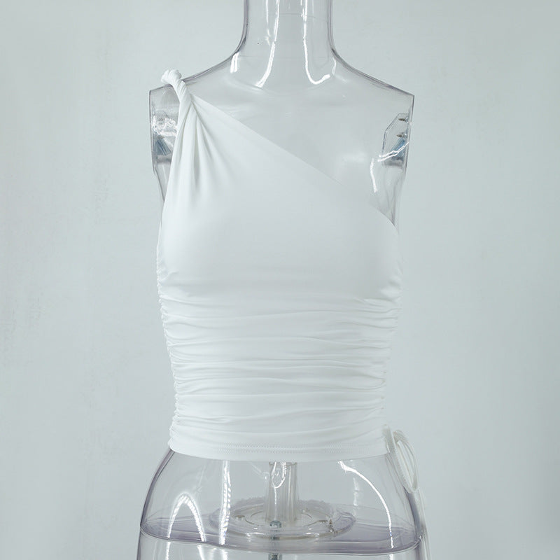 Slim Fit Off Shoulder Solid Color Tank Top