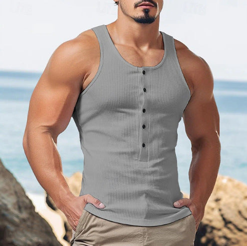 Men's Fashionable Retro Sleeveless Knitted T-Shirt