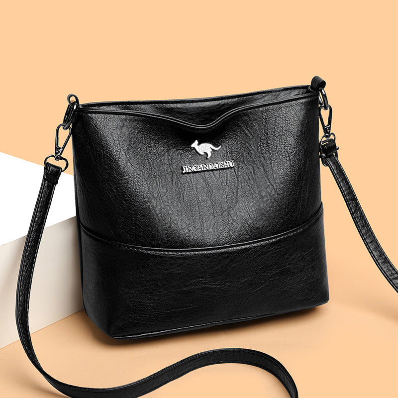 New Stylish Good Texture Soft Leather Wide Strap Crossbody Bag