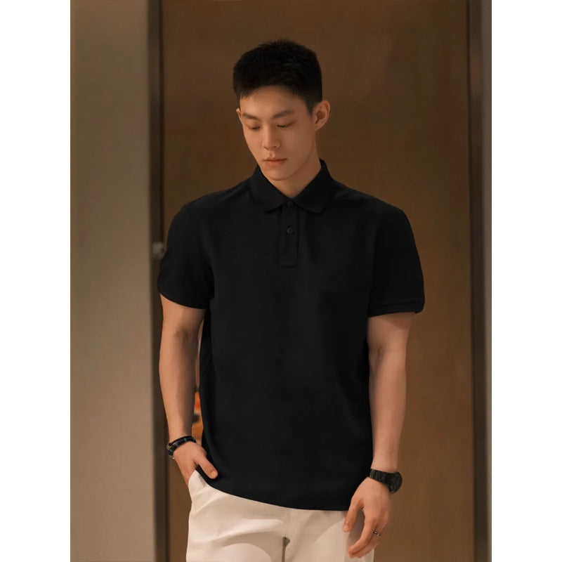 Men's Heavyweight Lapel Straight-shoulder T-shirt