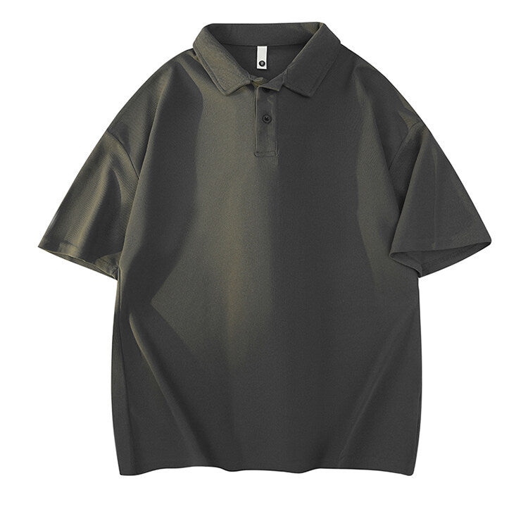 Men's Heavyweight Lapel Straight-shoulder T-shirt