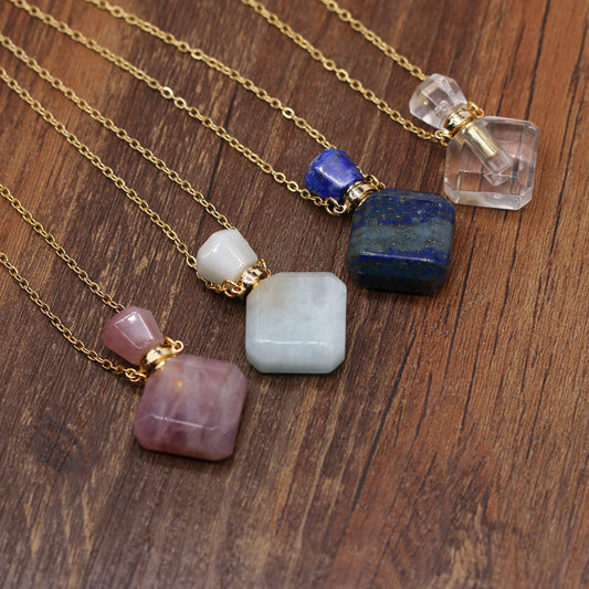 Natural Stone Necklace Perfume Bottle Pendant