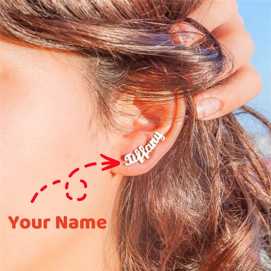 Custom Name Stud Earrings For Women Girl Stainless Steel Jewelry Personalized Nameplate Earrings Daily Wearing Accessories
