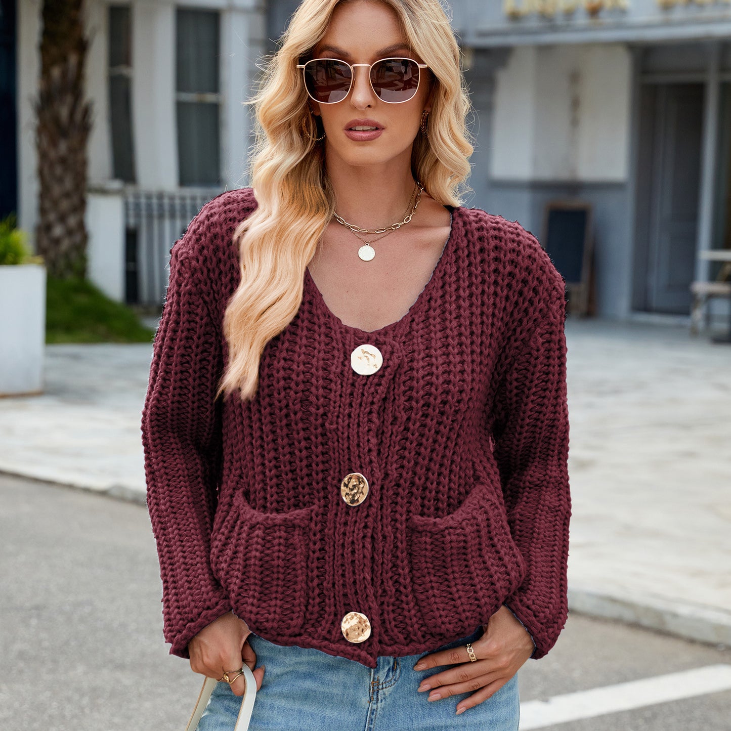 Loose Soft Glutinous Idle Style Knitted Cardigan For Women