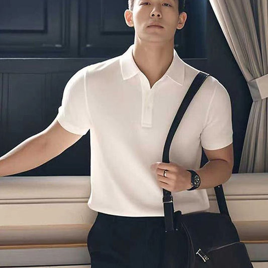 Men's Heavyweight Lapel Straight-shoulder T-shirt