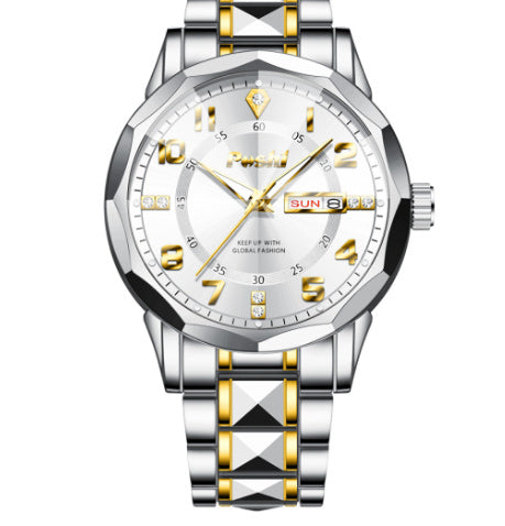 Men's Watch Luminous Calendar Quartz Watch Steel Belt