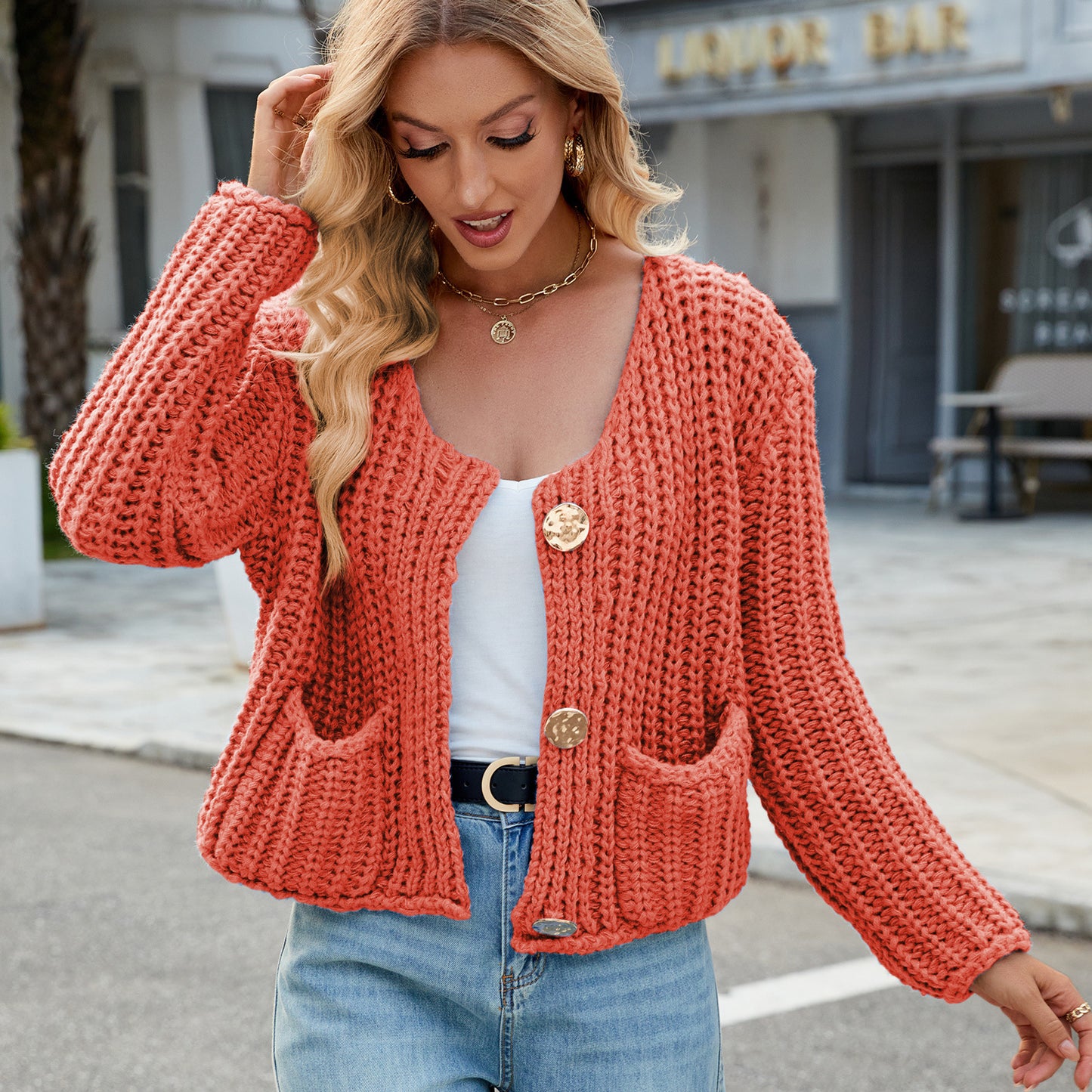 Loose Soft Glutinous Idle Style Knitted Cardigan For Women