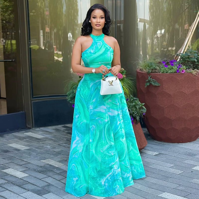 Elegant Women's Commuter Printed Street-Style A-Line Dress